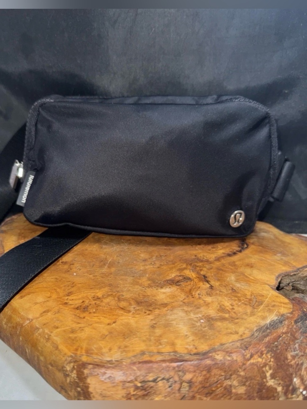 lululemon athletica Black Nylon Belt Bag with Silver Logo